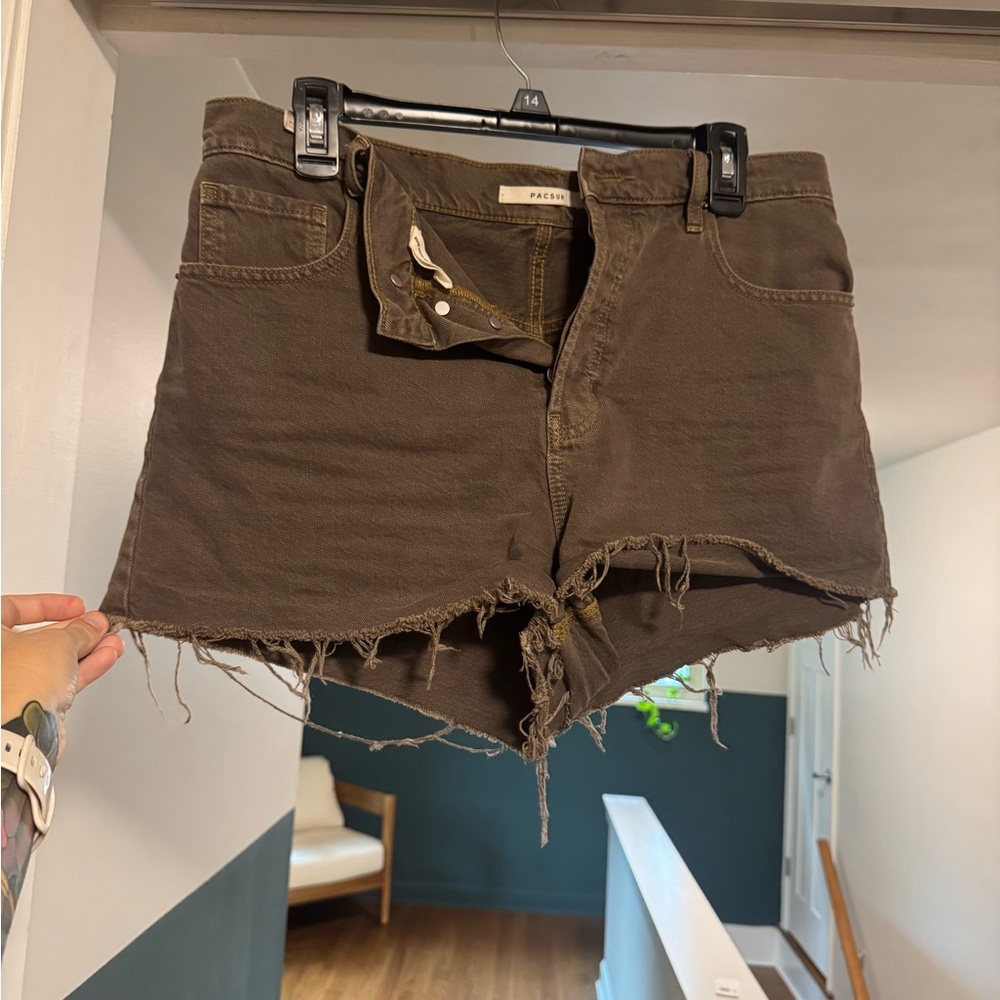 PacSun Brown Frayed Jean Shorts